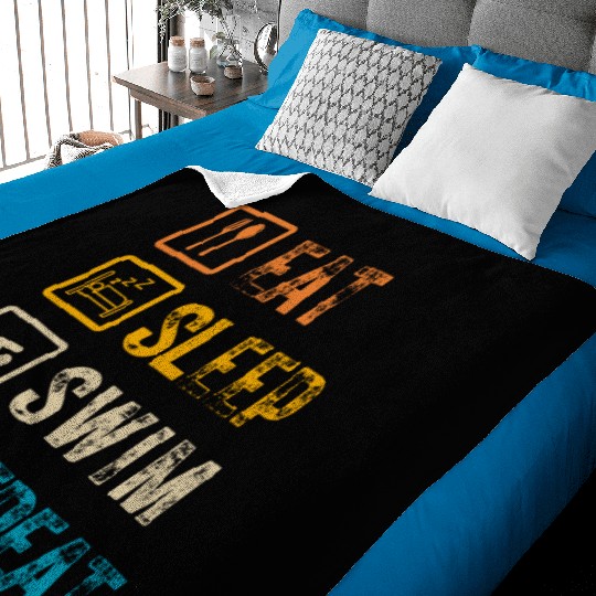 Eat Sleep Swim Repeat Baby Blankets
