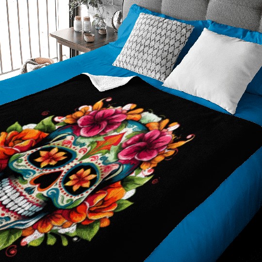 Day of the Dead Iconic Sugar Skull Baby Blankets
