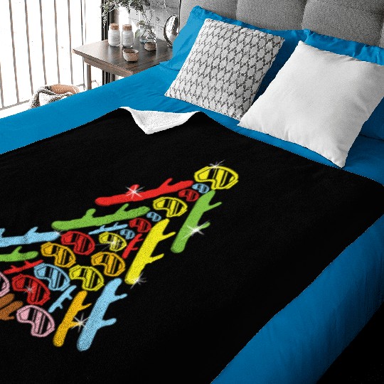 Christmas Christmas Tree Snowboard Snowboarder Baby Blankets