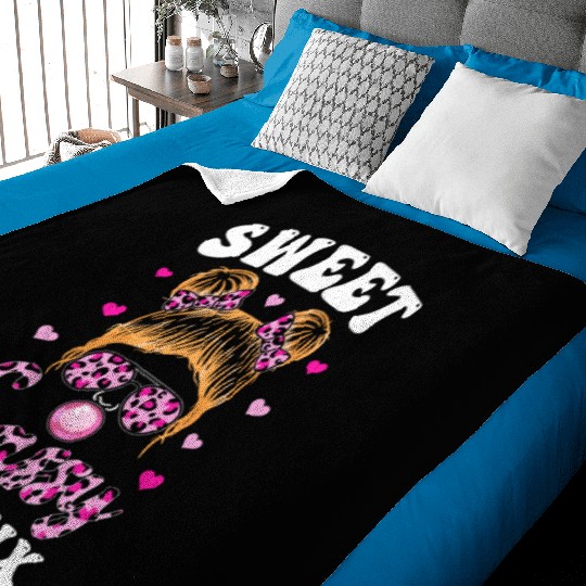 Sweet Sassy And Six Messy Bun Leopard Sunglasses Baby Blankets