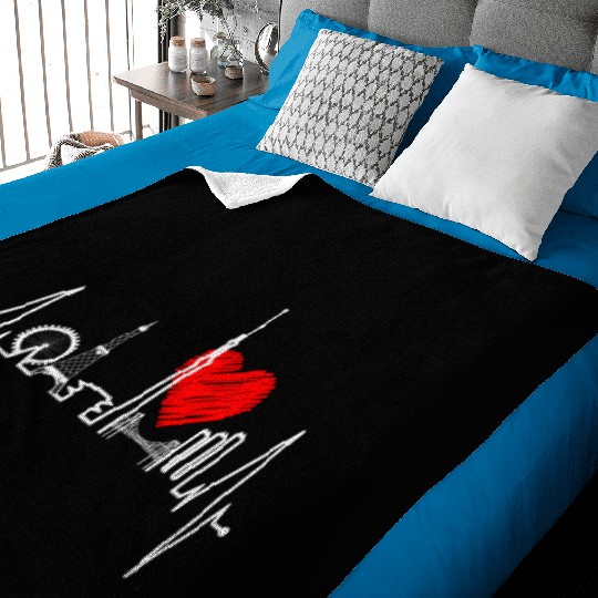Tokyo Skyline Heartbeat Japanese Heart Love Tokyo Baby Blankets