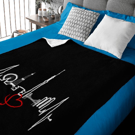 Tokyo Skyline Heartbeat Japanese Heart Love Tokyo Baby Blankets