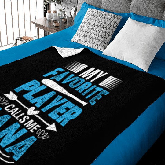 My Favorite Player Calls Me Nana Baseball Heart Cu Baby Blankets