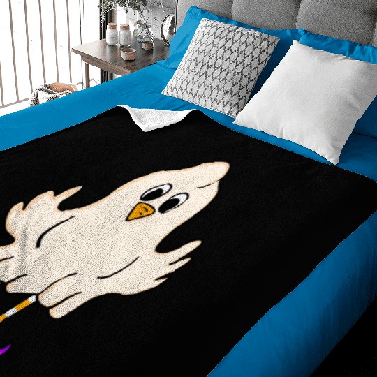 Spooky Chicken Witch Ghost Funny Farmer Halloween Baby Blankets