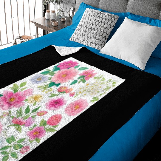 Lavender and Lilac Spring Flowers Baby Blankets