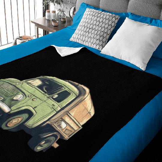 Green vintage truck Baby Blankets