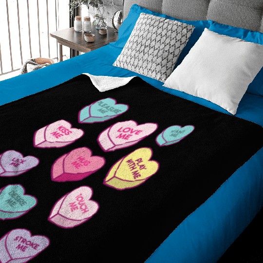 Love Me Kiss Me Pleasure Me Candy Hearts Baby Blankets