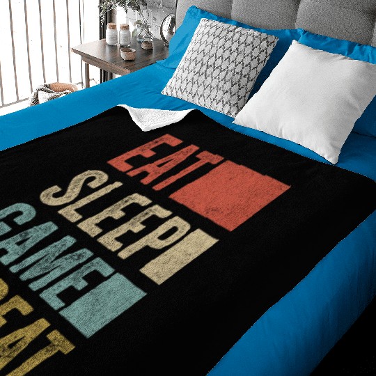 Vintage Retro Gamer Accessory Eat Sleep Game Baby Blankets