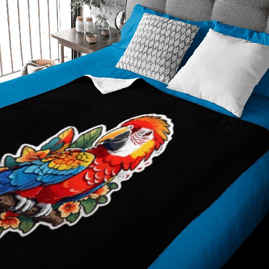 Scarlet Macaw Kawaii Baby Blankets