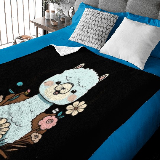 Cute Alpaca Flower Garden Kawaii Llama Lover Baby Blankets