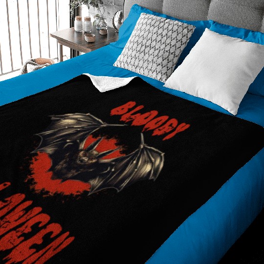 Bloody Halloween Vampire Bat Spooky Baby Blankets