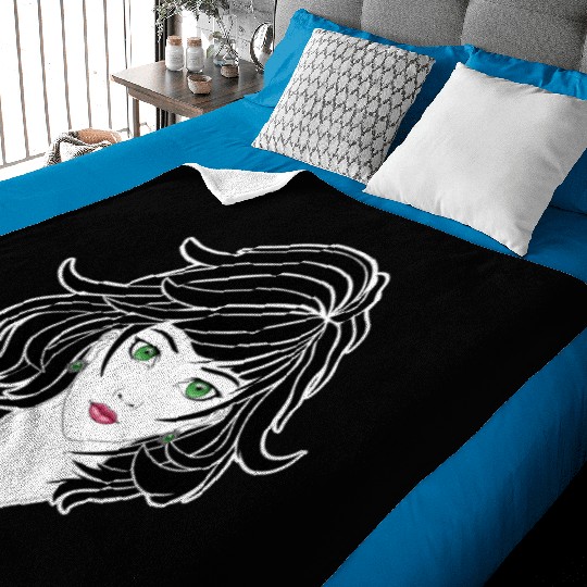 Gothic anime girl with pretty jewelry Baby Blankets