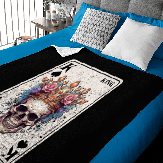 King on Spades Horror Halloween Card Game Creepy Baby Blankets
