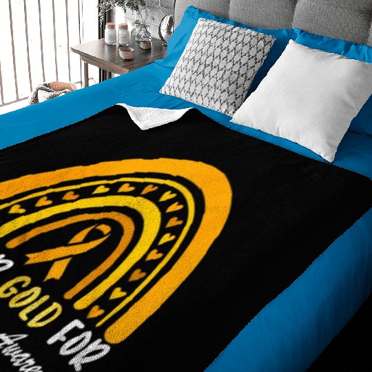 I Wear Gold For Childhood Cancer Awareness Baby Blankets