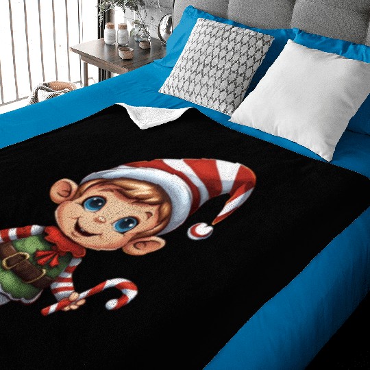 Christmas Elf Candy Cane X-Mas Pajamas Party Baby Blankets
