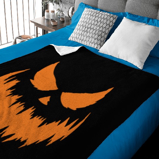 Jack O Lantern Scary Carved Pumpkin Face Halloween Baby Blankets