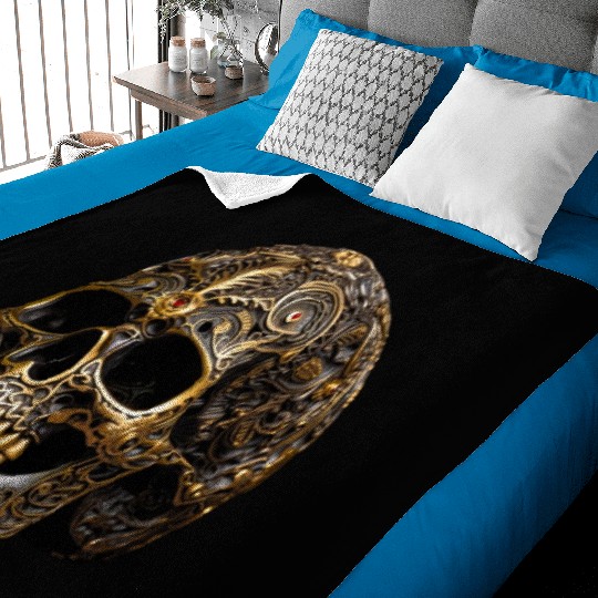 Golden Skull Baby Blankets