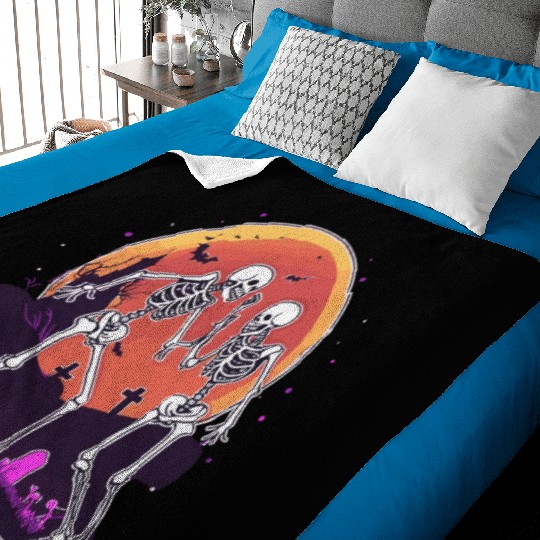 "Skeletal Dance-Off Under Neon Moon" Baby Blankets