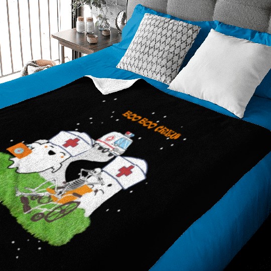 Funny Halloween Boo Boo Crew Ghost Nurse Baby Blankets