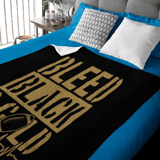 Bleed Black and Gold Group School Football Sports Baby Blankets
