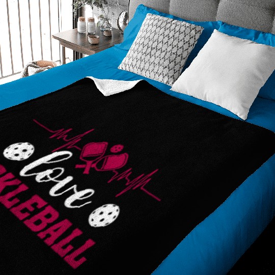 I Love Pickleball Funny Pickle Ball Baby Blankets for Player