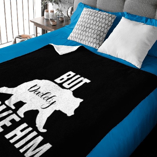 But Daddy I Love Him Retro Groovy Wavy Style Funny Baby Blankets