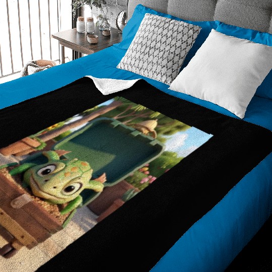 Tortuga grande con caja en jardin Baby Blankets