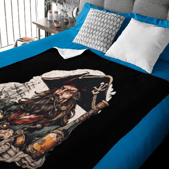 Drunk Pirate / Ahoi / Anchor / Rum / Ship / Boat Baby Blankets