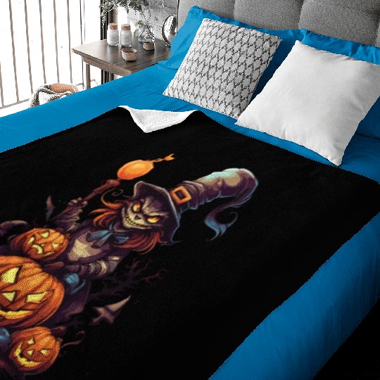 Enchanted Harvest: Witch's Delight amidst Pumpkins Baby Blankets