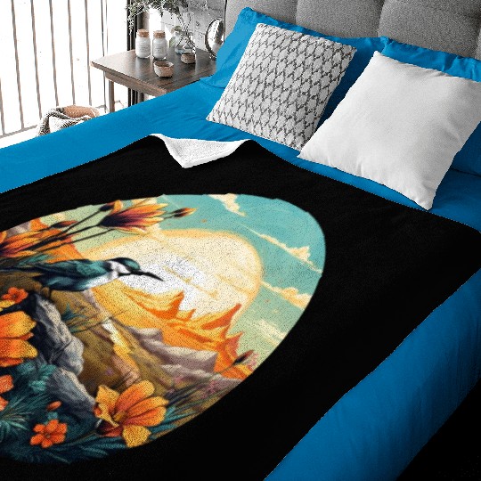 Beautiful Bird And Orange Morning Sunrise Baby Blankets