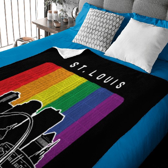 St. Louis Missouri Rainbow Flag LGBTQAI Pride Baby Blankets