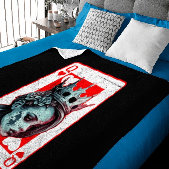 Queen of Hearts Creepy Poker Card Game Halloween Baby Blankets