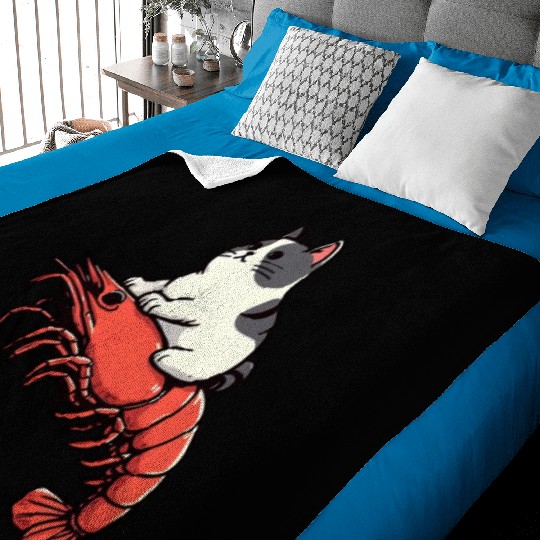 Cat rides shrimp Baby Blankets