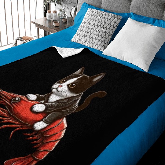 Cat rides shrimp Baby Blankets