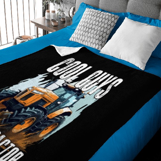 Cool Guys Drive Tractor Farmer Agriculture Gift Baby Blankets