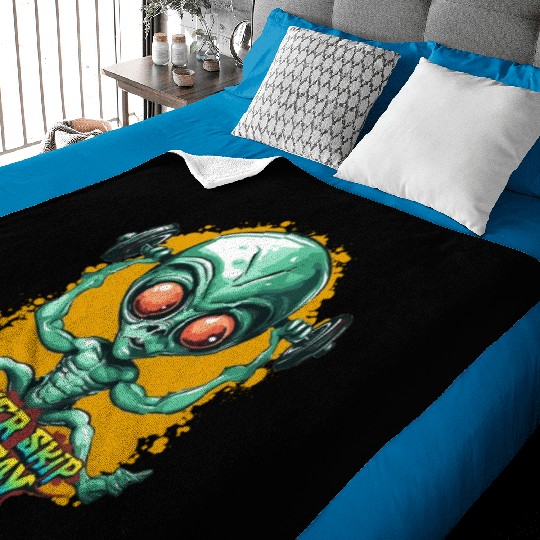 Never skip leg day, Gym Workout, Alien gym Baby Blankets