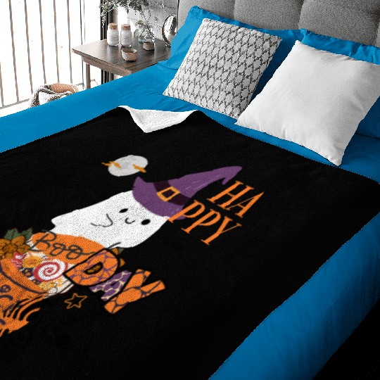 Happy Day Boo Witch Trick or Treat Ghost Baby Blankets
