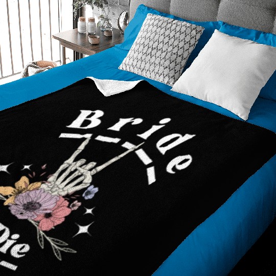Bride Or Die Skeleton Hand Gothic Bachelorette Baby Blankets