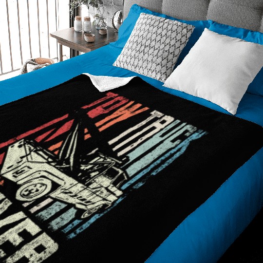 Cool Retro Vintage Tow truck Driver Baby Blankets