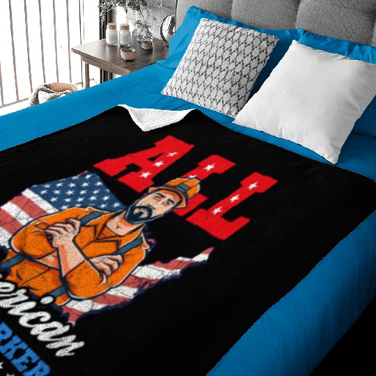 Lineman Pole All American Line Worker Baby Blankets