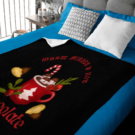 Merry Christmas Warm Wishes and Hot Chocolate Baby Blankets