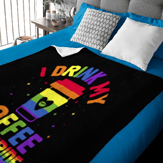 Gay Pride Parade Caffeine LGBTQ Coffee Drinker Baby Blankets