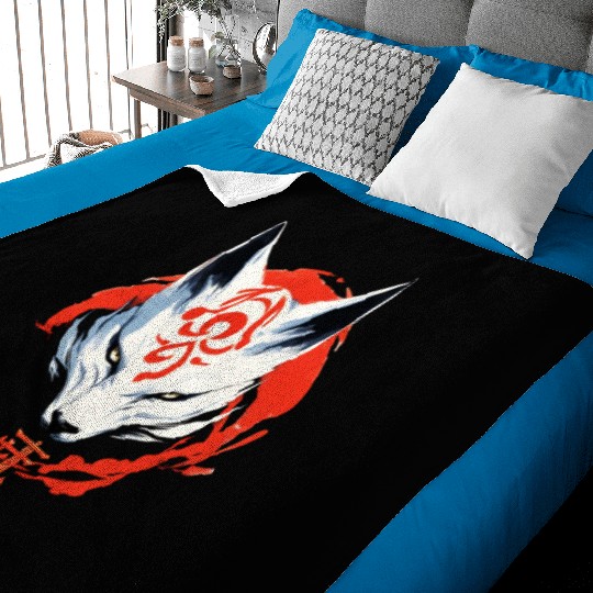 Kumiho Samurai Fox Maske Kitsune Japan Anime Baby Blankets
