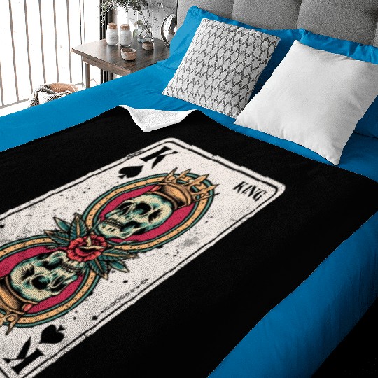 King on Spades Horror Halloween Card Game Creepy Baby Blankets