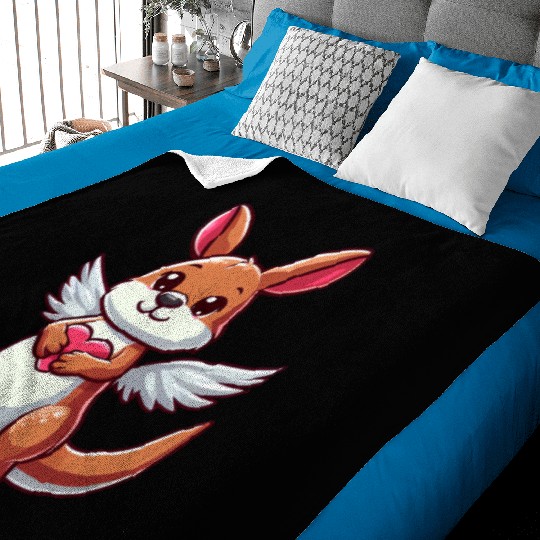 Angel Kangaroo Heart Wings Baby Blankets