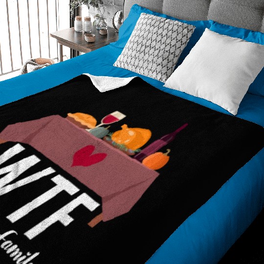 Thanksgiving WTF Wine Turkey Family Fall Harvest Baby Blankets