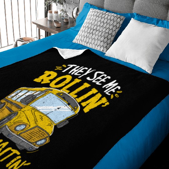 Funny School Bus Driver Baby Blankets