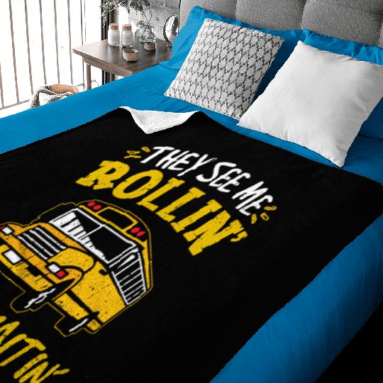 School Bus They See Me Rolling Waiting Bus Driver Baby Blankets