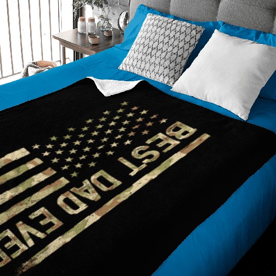 Best Dad Ever Us American Flag Camo Father s Day Baby Blankets
