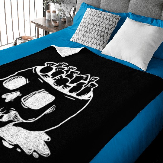 human skull cut out head with candy Halloween Baby Blankets